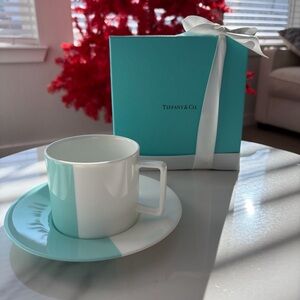 Tiffany & Co. Teal and White Cup and Saucer